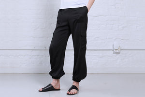 Women's black cargo pants with pockets