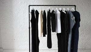 Clothing rack with sustainable womenswear fashion