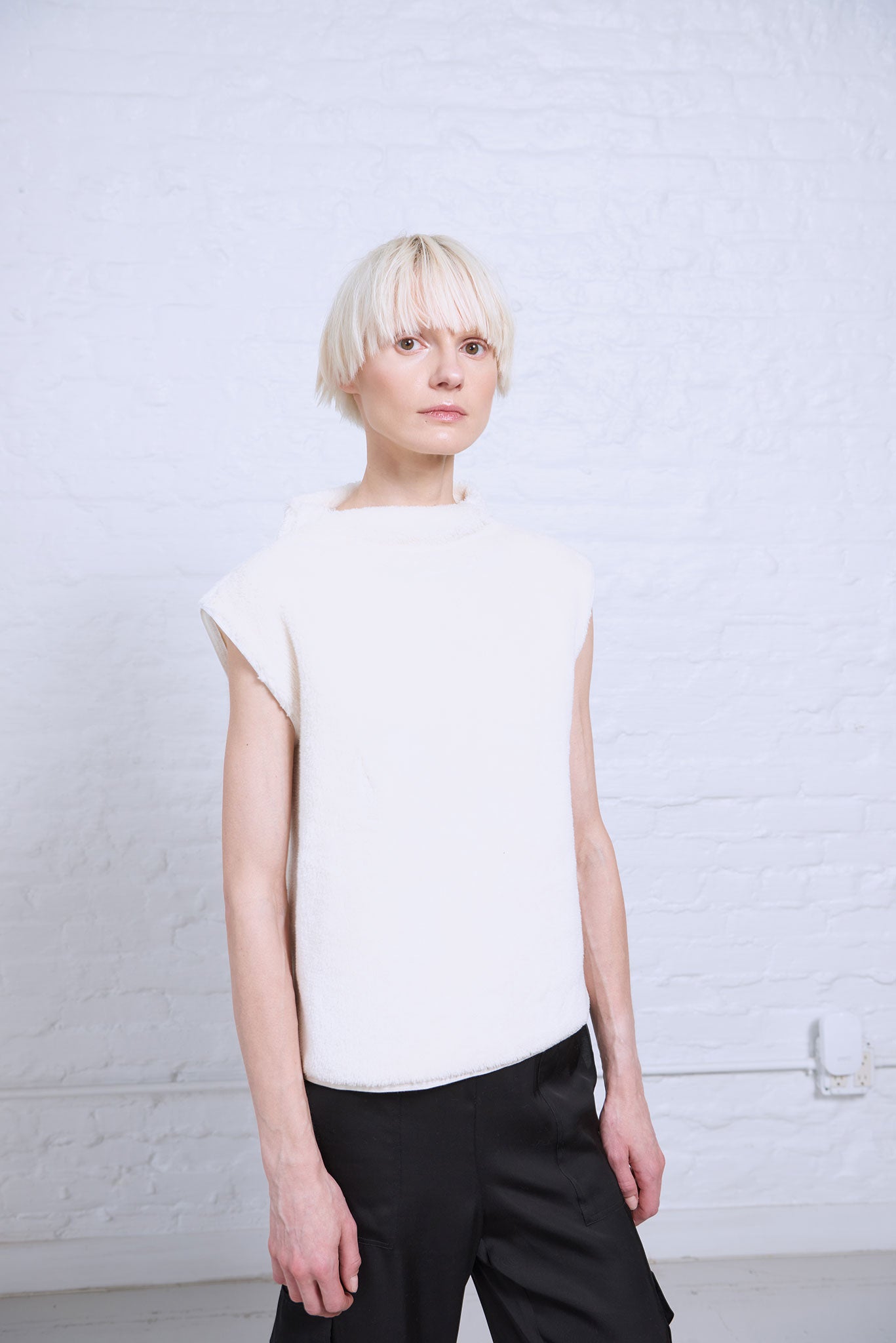 Women's organic cotton knit top detail