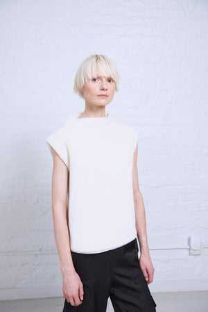 Women's organic cotton knit top detail